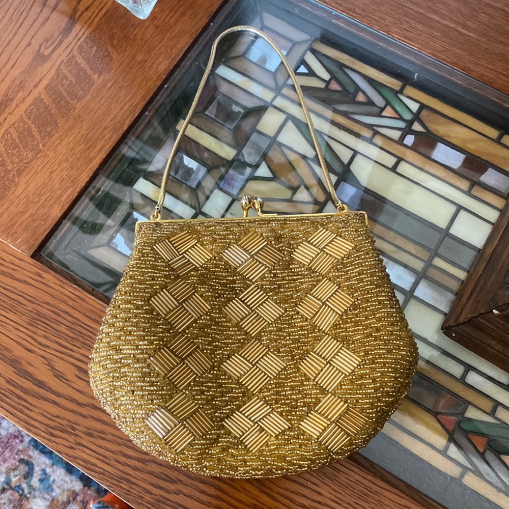 Vintage Gold Beaded Bag